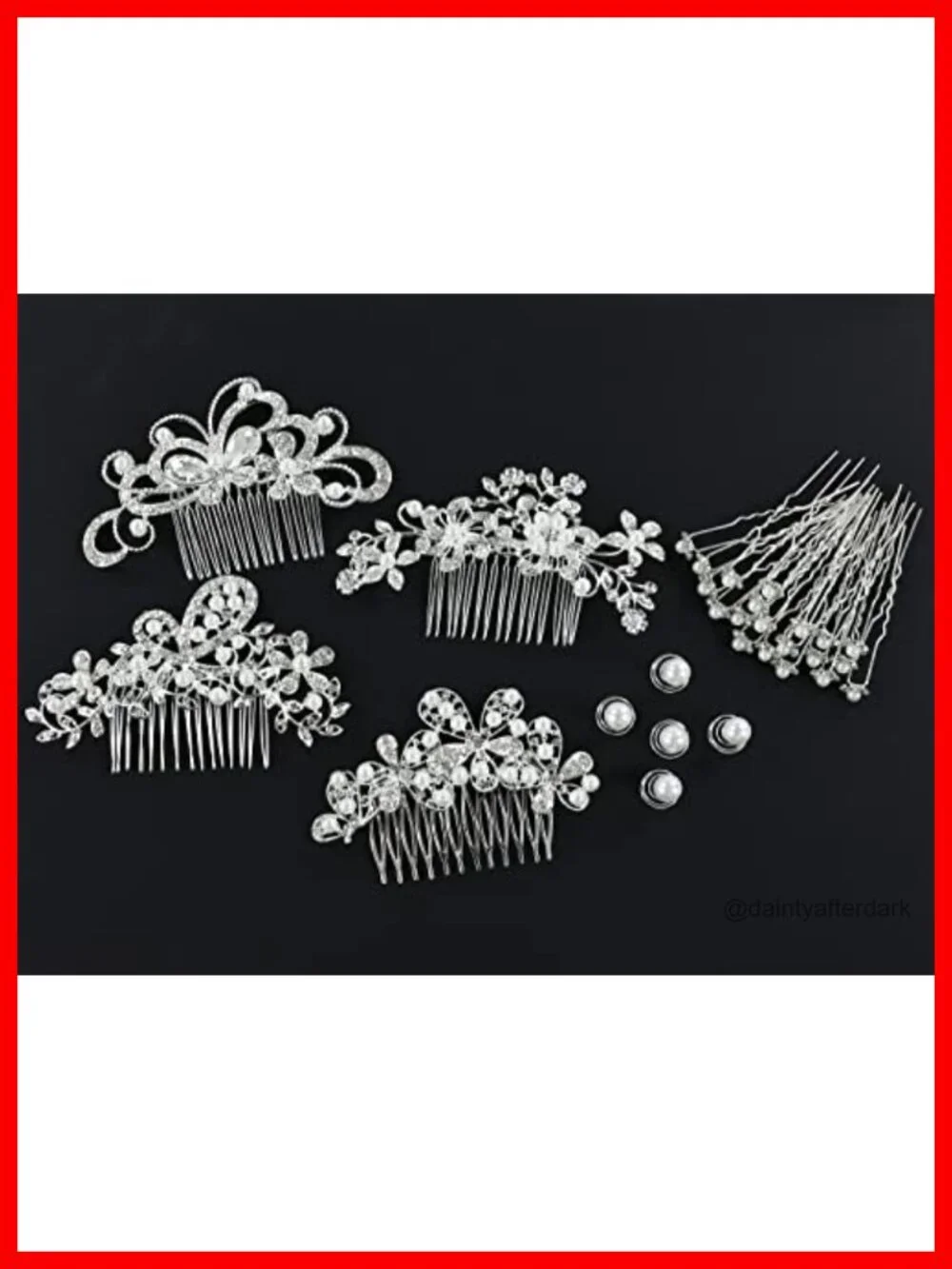 36 Piece Sparkly Rhinestone Pearl Flower Butterfly Hair Side Combs and Pins